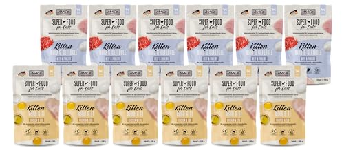 Mac s Cat Multipack Kitten 12 x 100g 2 Sorten-Mixpaket Getreidefreies Nassfutter für Katzenkinder