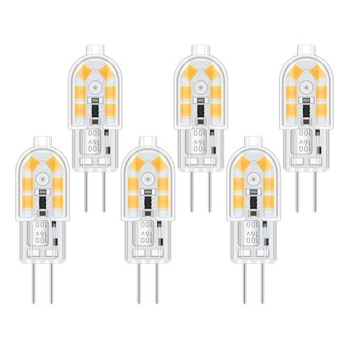 Akynite Einbaustrahler G4 LED 12V 2W Neutralweiß 4000K G4 10W 20W Halogenlampe Ersatz AC DC 12V LED Stiftsockellampe Neutralweiss für Dunstabzugshaube Lampe nicht dimmbar 6er-Set