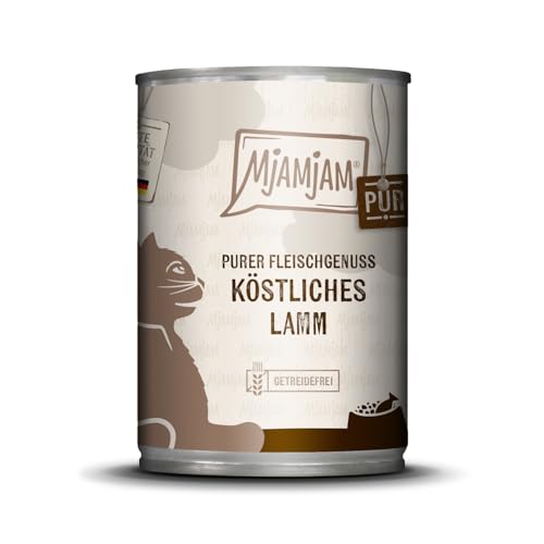 MjAMjAM - Premium Nassfutter für Katzen - purer Fleischgenuss - köstliches Lamm pur 1er Pack 1 x 400 g getreidefrei mit extra viel Fleisch