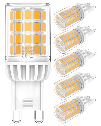 AGOTD G9 LED Warmweiß 650LM 3.5W LED Leuchtmittel 2700K Ersatz für herkömmliche 30W 40W Glühbirne nicht dimmbar AC 220-240V 6er Pack