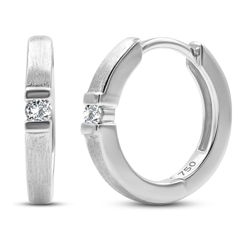  750 Echtgold 13 mm   2 Diamanten je 0.06 Ct  ßgold 18k   Schmuck Geschenkbox