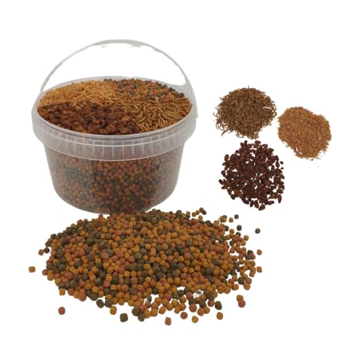 SAHAWA Naturfutter im 3 5 l Eimer im Eimer für Teichfische für gemischte Koipellets