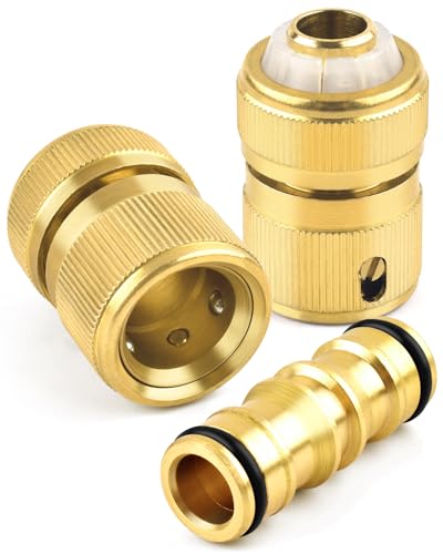 Gartenschlauch Verbinder ERKOON Schlauchverbinder 1 2 Zoll Messing Schlauchanschluss Gartenschlauch-Adapter Verbindungen Zwei Wege Kupplung für Garten Haus Wasserhahn 3 Stück