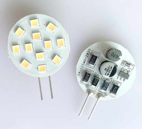 ShuoHui G4 LED Light Bulbs 2W Halogen Equivalent G4 GU4 GZ4 Bi-Pin Base AC DC12V 3000K 120 Wide Angle 6
