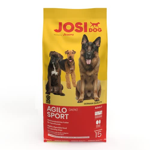JosiDog Agilo Sport 1 x 15kg hochverdauliches Futter für aktive HundePremium Trockenfutter für ausgewachsene Hunde Powered by JOSERA 1er Pack