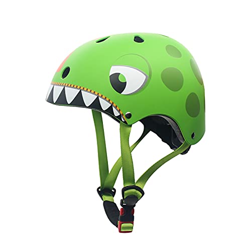 Kinderhelm 2-5 Jahre Leicht Fahrradhelm Verstellbar Skaterhelm für Kinder 3D Form Cartoon Multi Sport Sportartikel Jungen Mädchen Durchmesser 51-54 cm Dinosaurier