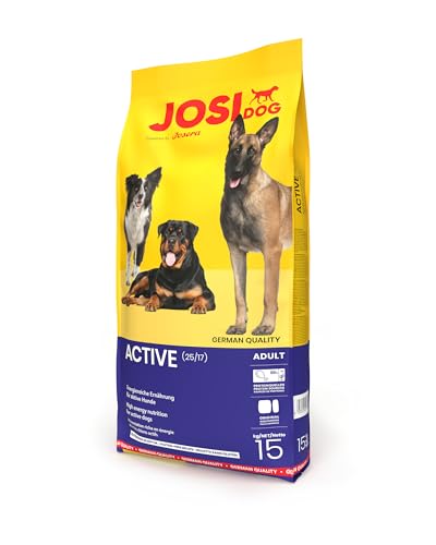 JosiDog Active 1 x 15 kg Adult Premium Trockenfutter für ausgewachsene aktive Hunde mit Geflügelfleisch verfeinert glutenfrei Powered by JOSERA Hundefutter Alleinfutter 1er Pack
