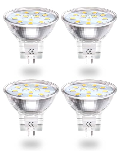 DoRight 2W GU4 MR11 LED Spot 12V Warmweiß Mini MR11 LED Reflektor Leuchtmittel Warmweiss 3000K AC DC 12V MR11 GU4 LED Einbaustrahler MR11 10W 20W Halogen Ersatz - Nicht Dimmbar 4 Stück