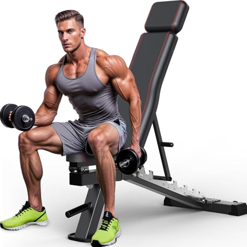 CharonFit Hantelbank Klappbar Verstellbar Trainingsbank 550KG Gewichtsbegrenzung Kommerzielle Qualität 4-in-1 Fitnessbank - Schrägbank Flachbank Bankdrücken Bank für Krafttraining