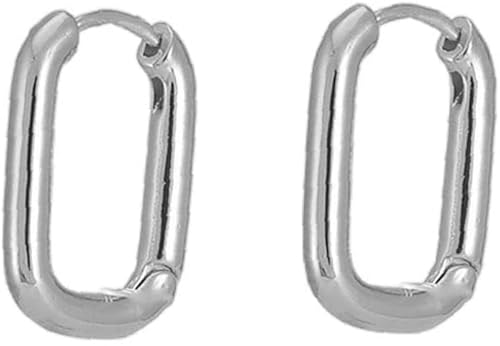 Edelstahl-Anhänger U-förmige Ohrringe leichte einfache rechteckige ovale Creolen klobige Dicke Creolen Silber Attractive and Fashion