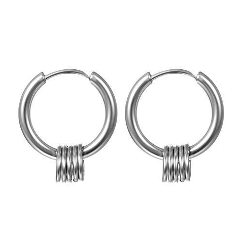 JewelryWe Schmuck Damen Herren Creolen Ohrringe Edelstahl Kreis Ringe Ohrhänger Klappcreolen Huggie Silber Durchmesser 19mm