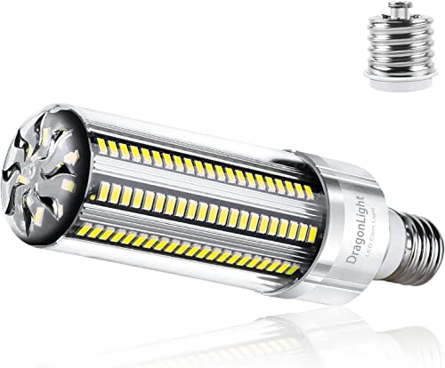 DragonLight 50W Superhelle Mais Licht LED Glühbirne Ersetzt 350Watt - E27 Edison LED Lampe mit E40 Adapter - 6000K Kaltweiß 6000Lumen für Großes Gebiet Beleuchtung - Garage Halle Lager Werkstatt