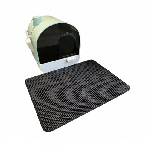 Katzenstreu Matte Katzenstreumatte wasserdichte Unterlage FüR Katzentoilette Katzenklo Katzenmatte SchüTzt Den Boden Vor Bevorzugt Von Katzenliebhabern Haustier Teppich Schwarz 55x75 cm