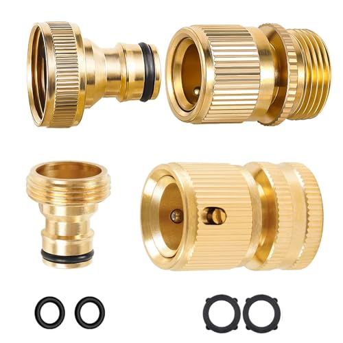 Mdlufee Messing-Gartenschlauch-Wasserhahn-Anschluss 1 9 cm erweiterbarer Gartenschlauch-Adapter männlich und weiblich Schlauchendverbinder Schnellverbindung Wasserhahn und Sprühkopf 4 Stück
