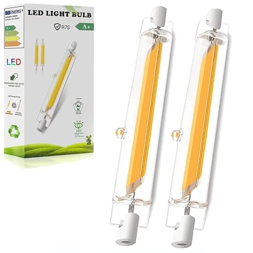 Aouppert R7S LED 118mm 20W Dimmbar Warmweiß 20W Glühbirne Ersatz für 200W Halogen Leuchtmittel 2000LM 3000K AC DC 220-240V 360 Abstrahlwinkel Kein Flackern für Flur Stehlampe 2er Pack