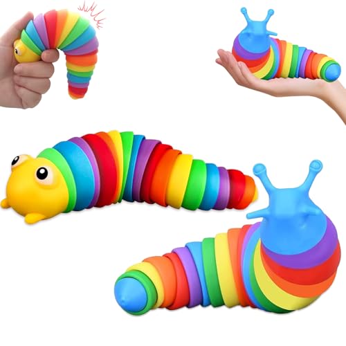 Yolistar 2 StüCk Fidgets Slug Spielzeug Fidget Toys Lustige Flexible Kreatives 3D Fingerspitzen Schnecke Baby Spielzeug Slug Fidget Sandspielzeug für Erwachsene Kinder Autisten