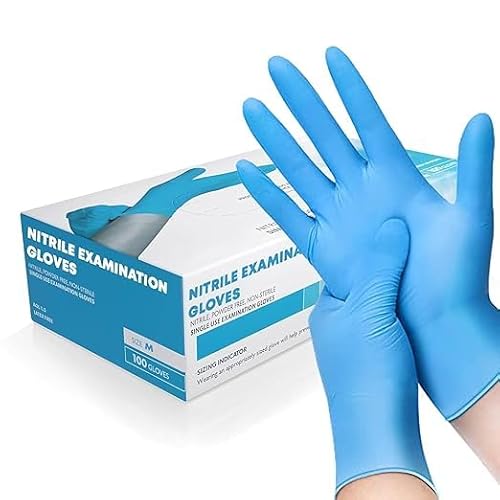 K MART Einweghandschuhe Blau Nitrilhandschuhe   Box mit 100 Stück Puderfrei Latexfrei Nitril für Küche Reinigung