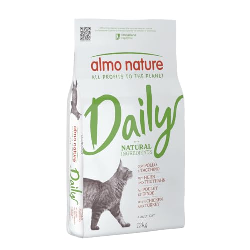 Almo Nature Daily Trockenfutter für Katzen Huhn Truthahn Sacco da 12 kg