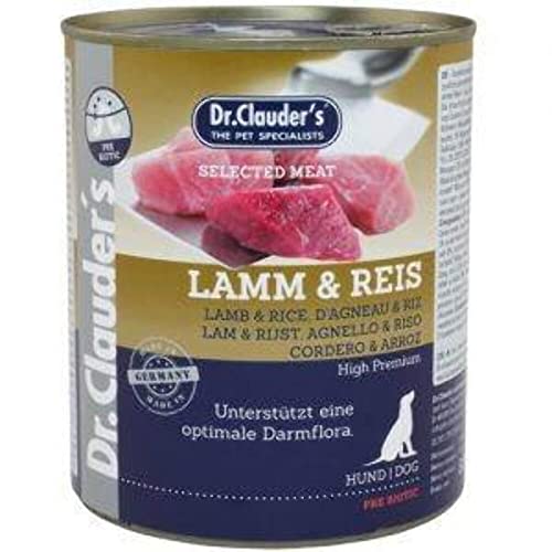 DR.CLAUDER S - Selected Meat Prebiotic Nassfutter in Lebensmittelqualität mit Inulin für eine gesunde Darmflora bei ausgewachsenen Hunden. Alleinfutter in der Dose 400g Lamm Reis