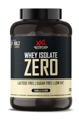 XXL Nutrition - Whey Isolate Zero - Laktosefreies Protein Pulver Isolat - 90% Eiweiss Laktosefrei Zuckerfrei - Vanilla - 1000 Gramm