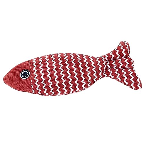 Tbest Katzenminze Spielzeug Fisch -Kat -Spielzeugsimulation Langeweile Relief Interaktive Haustier Catnip Fish -Kauspielzeug für Kätzchen Rot