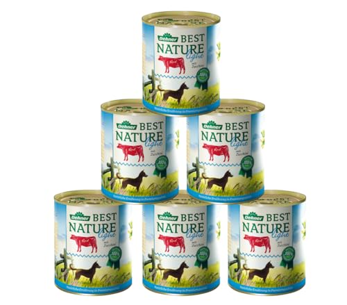 Dehner Best Nature Hundefutter Light Nassfutter fettreduziert für übergewichtige Hunde Rind Zucchini 6xg Dose 2.4 kg