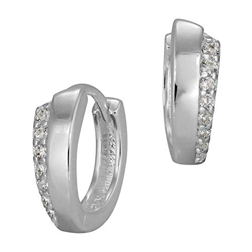 SilberDream Ohrringe 13mm für Damen 925 Creolen Zirkonia weiß SDO397W Creole