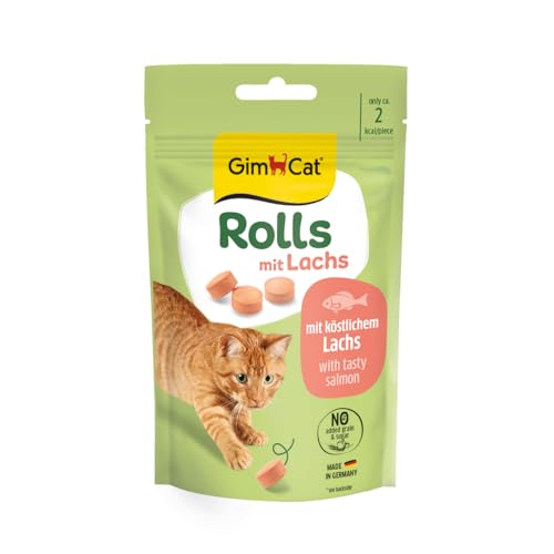 GimCat Rolls mit Lachs - Der Snack für mehr Genuss Spielspaß mit hochwertigen Zutaten - 1 Beutel 1 x 40 g