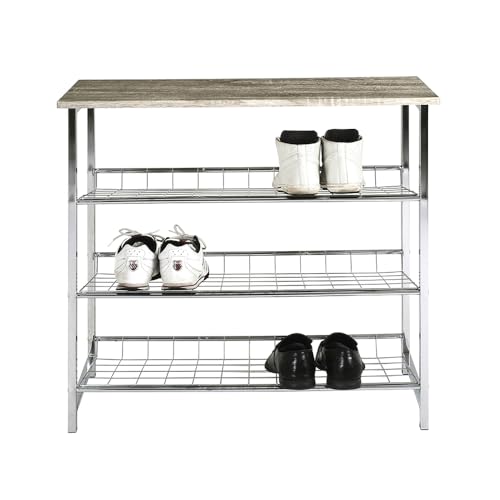 HAKU Möbel Chrom Eiche trüffel MDF Metall   Maße B 86 cmx H 81 cmx T 28 cm Style Modern