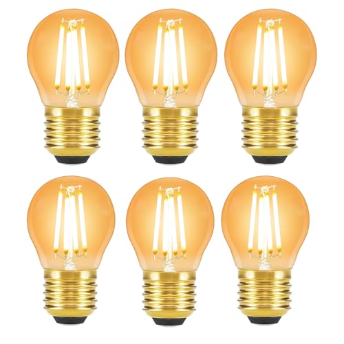 Wenscha E27 LED Filament Glühbirne 6er Set - 4W 450 Lumen Ersetzt 40W Warmweiß 2700K G45 Kugelform Glasdesign 220-240V AC Nicht Dimmbar - Energiesparende Vintage LED Lampe