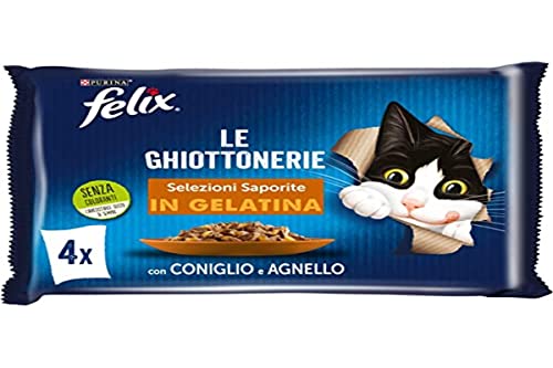 Felix Purina Le Ghiottonerie Nassfutter für Katzen mit Kaninchen und Lamm 48 Beutel 85 g