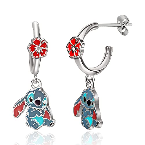 Disney Lilo und Stitch J-Ring Ohrringe für Mädchen Messing ohne Edelstein Rhodiumimitat Kein Edelstein