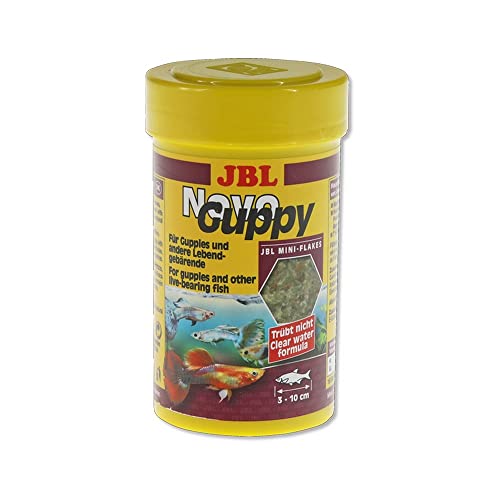JBL NovoGuppy 30176 Alleinfutter für lebendgebärende Aquarienfische Flocken 250 ml