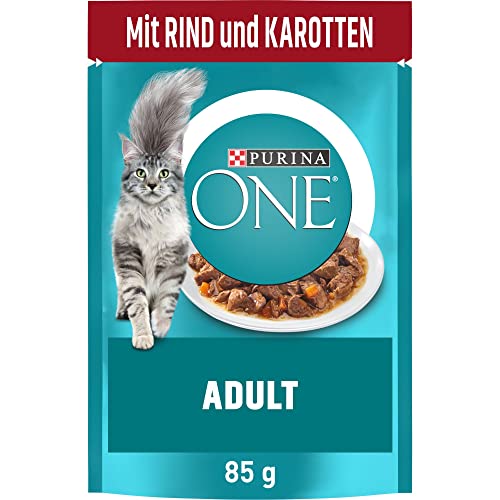 PURINA ONE Adult Katzenfutter nass zarte Stückchen in Sauce mit Rind 26er Pack 26 x 85g
