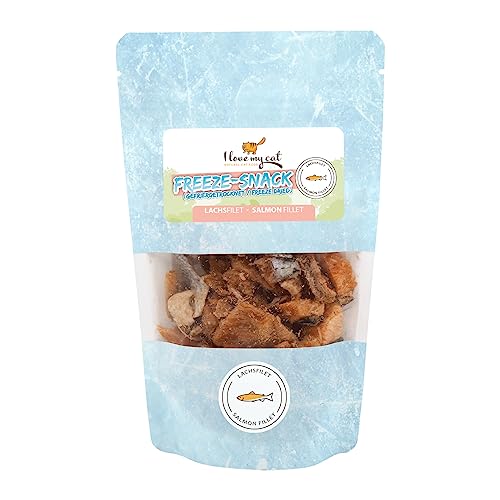 I Love My cat Freeze-Snack für Katzen Lachsfilet gefriergetrocknet 25 g Gesunde Snacks für Katzen frei von künstlichen Zusätzen