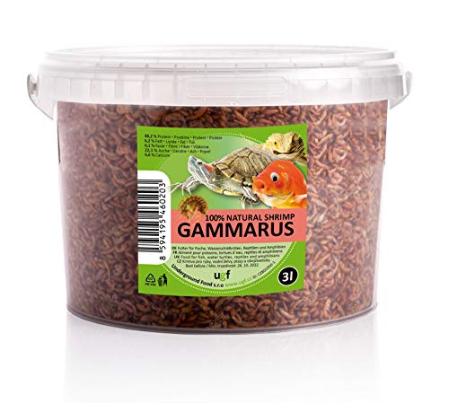 UGF - Premium Gammarus Bachflohkrebse Getrocknet 3 Liter Eimer Schildkrötenfutter Fischfutter Aquarium Axolotl Futter Hamsterfutter Igelfutter Koi Futter Rattenfutter