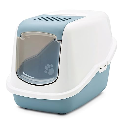 Moderne Katzentoilette Katzenklo Haubentoilette Nestor Weiss-hellblau 56 x 39 x 38 5 cm