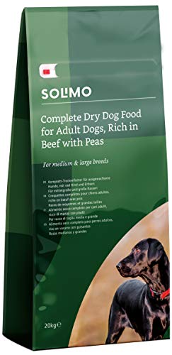 Amazon-Marke Solimo - Komplett-Trockenfutter für ausgewachsene Hunde Adult mit viel Rind und Erbsen 1er Pack 1 x 20 kg