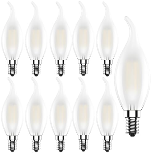 ITALASA E14 LED Warmweiss 4W Lampe in Kerzenform Matt LED Filament Kerze Birne Windstoß 2700K 10 Stück