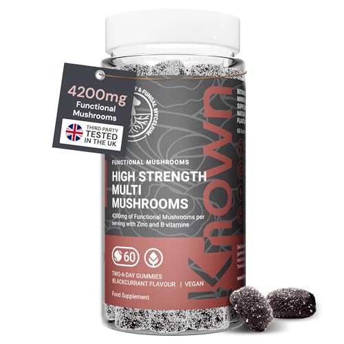 Hochdosierte Multi-Pilz-Gummies Mit Löwenmähne Reishi Chaga Maitake Cordyceps Tremella Schwarze Johannisbeere-Geschmack 60 Vegane Gummies 30 Tage