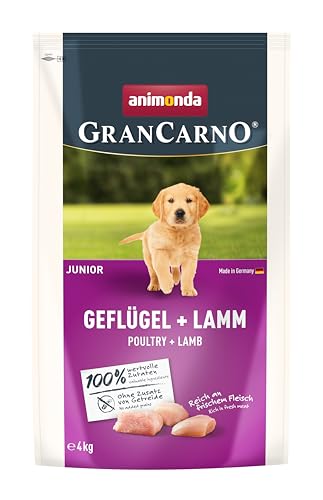 GranCarno Trockenfutter Junior Geflügel Lamm 1x 4kg Premium Futter ohne Getreide für Junge heranwachsende