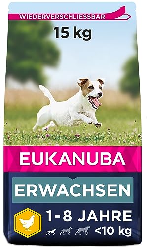 Eukanuba Hundefutter mit frischem Huhn für kleine Rassen Premium Trockenfutter für ausgewachsene Hunde 15