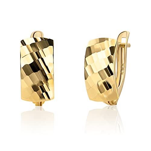 14 Karat 585 Gold Ohrringe Creolen Gelbgold Glänzend Ohrschmuck EP01