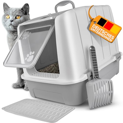 CROPLAS Deckel Aktivkohlefilter inklusive Matte Schaufel Katzentoilette Deckel XXL geschlossen zu Filter für saubere Katzen weiß