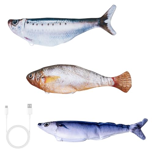 ZEPFJHE Tragbares sicheres Flopping-Fisch-Spielspielzeug wiederaufladbar mit Katzenminze wiederaufladbar interaktives Flopping-Fischspielzeug für Indoor-Katzen mehrere Bewegungen