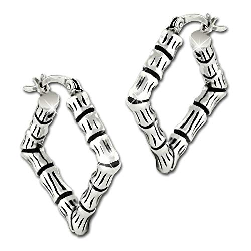 SilberDream Ohrringe Creolen 925 Echt Silber Bambus eckig Damen Schmuck SDO67202 Silber Creole