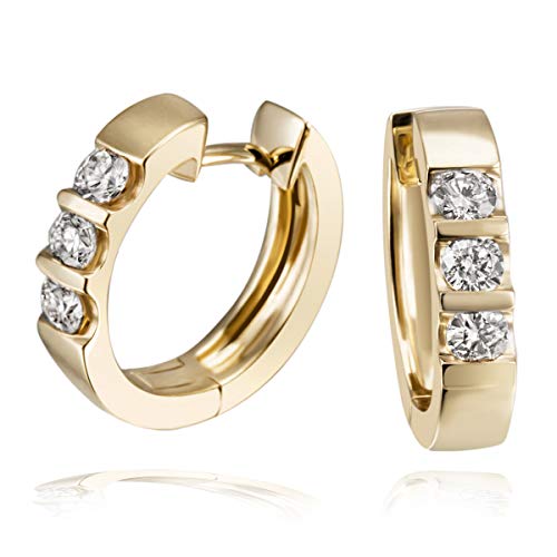 goldmaid Gelb Gold 585 Memoire Creolen 6 Diamanten 0 40 ct. Me O538GG Ohrringe Brillanten Schmuck