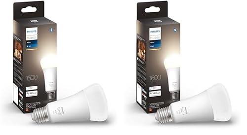 Philips Hue White Lampe weiß 1600lm dimmbares warmweißes Licht steuerbar via App kompatibel Amazon Alexa Echo Echo Dot 2er Pack