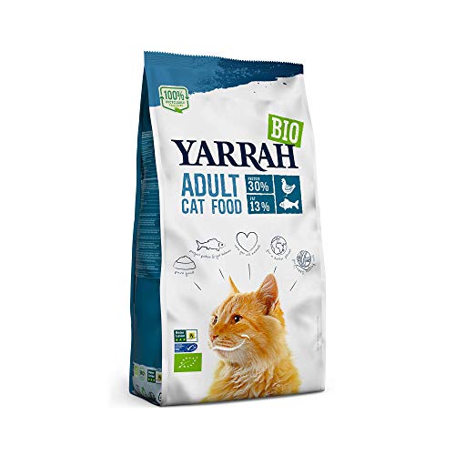 YARRAH Bio Katzenfutter trocken Hochwertiges Premium Trockenfutter für Katzen Hoher Nährstoffanteil Futter für Katzen ab 12 Wochen mit Bio-Huhn und MSC Fisch 2.4kg