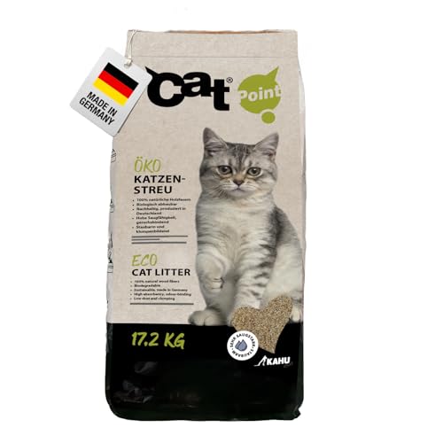 KAHU ECO 100% natürliches Katzenstreu Klumpstreu Naturstreu Bio Holz Granulat Streu 100% kompostierbar und biologisch abbaubar 17.2kg 40L